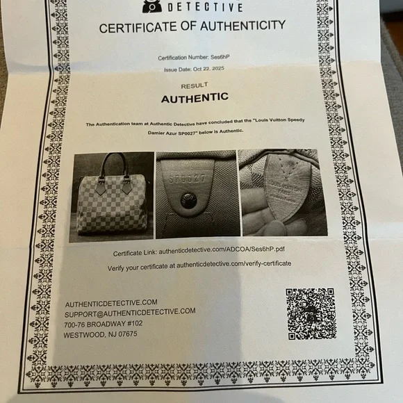 LV Speedy 25 Damier AzurAuthentic Louis Vuitton Satchelwith COA
